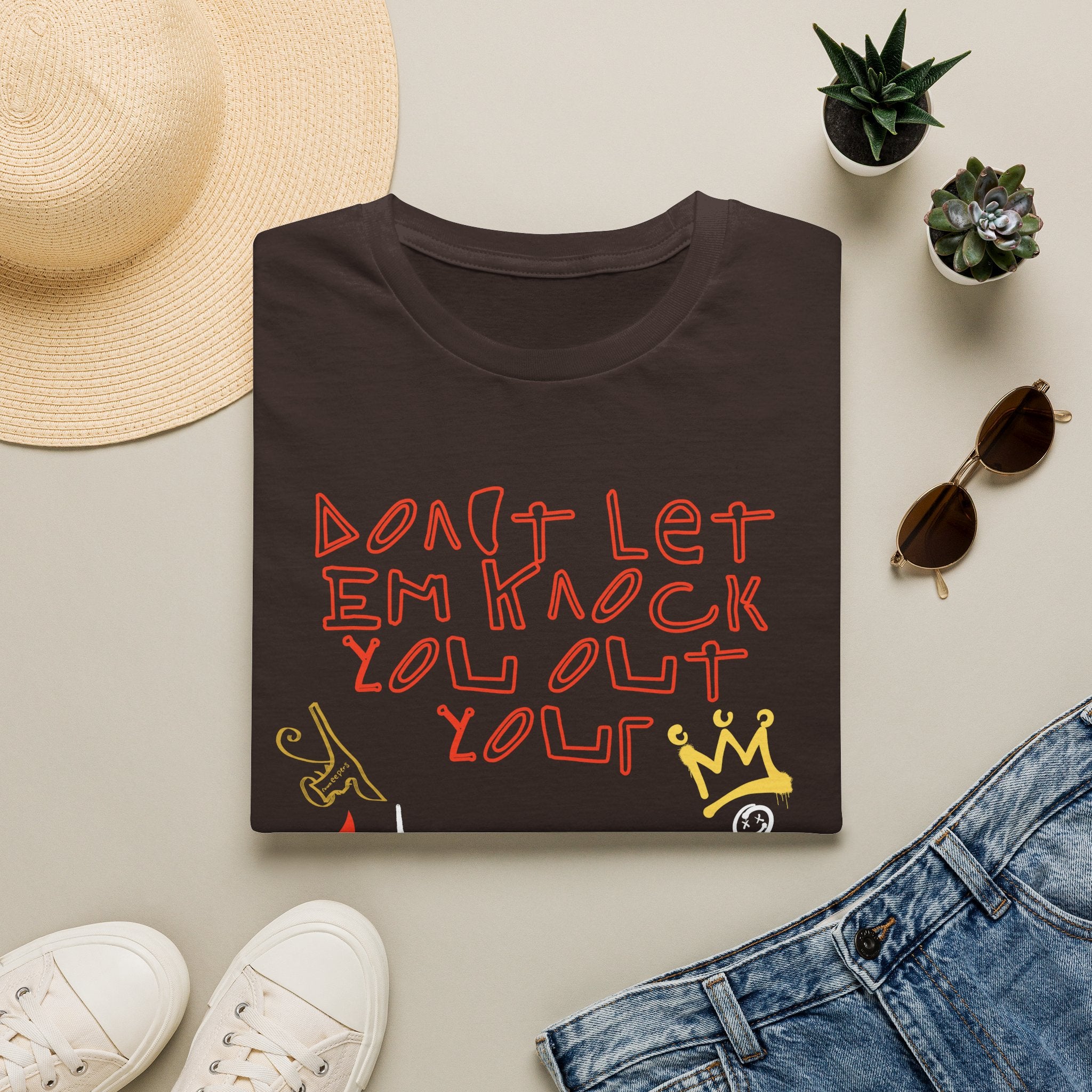 T-Shirt — 'Don't Let 'Em Knock You Out your Crown' Handwritten Graphic Tee "Crown Keepers"