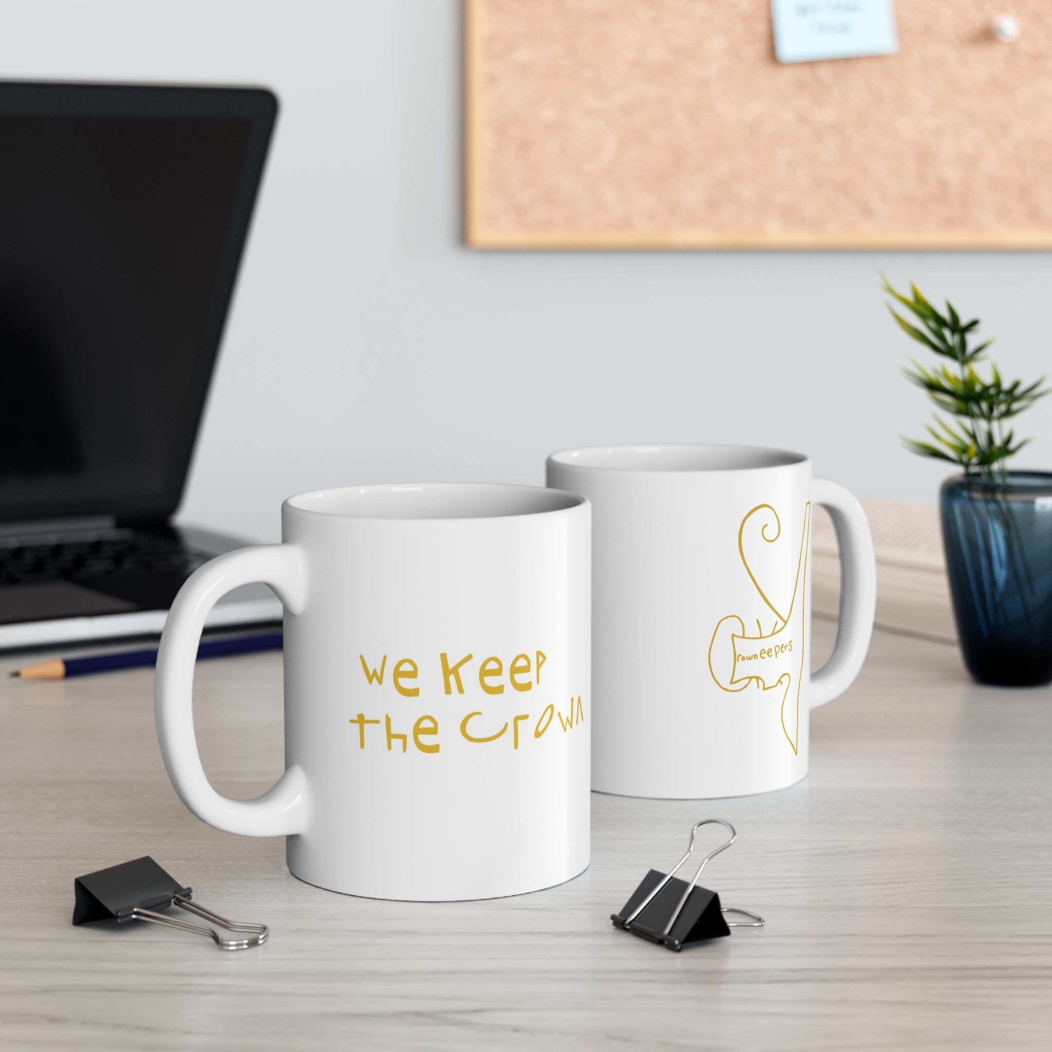 "Crown Keepers" Handwritten Font Gold Minimalist Coffee Mug "We Keep the Crown"